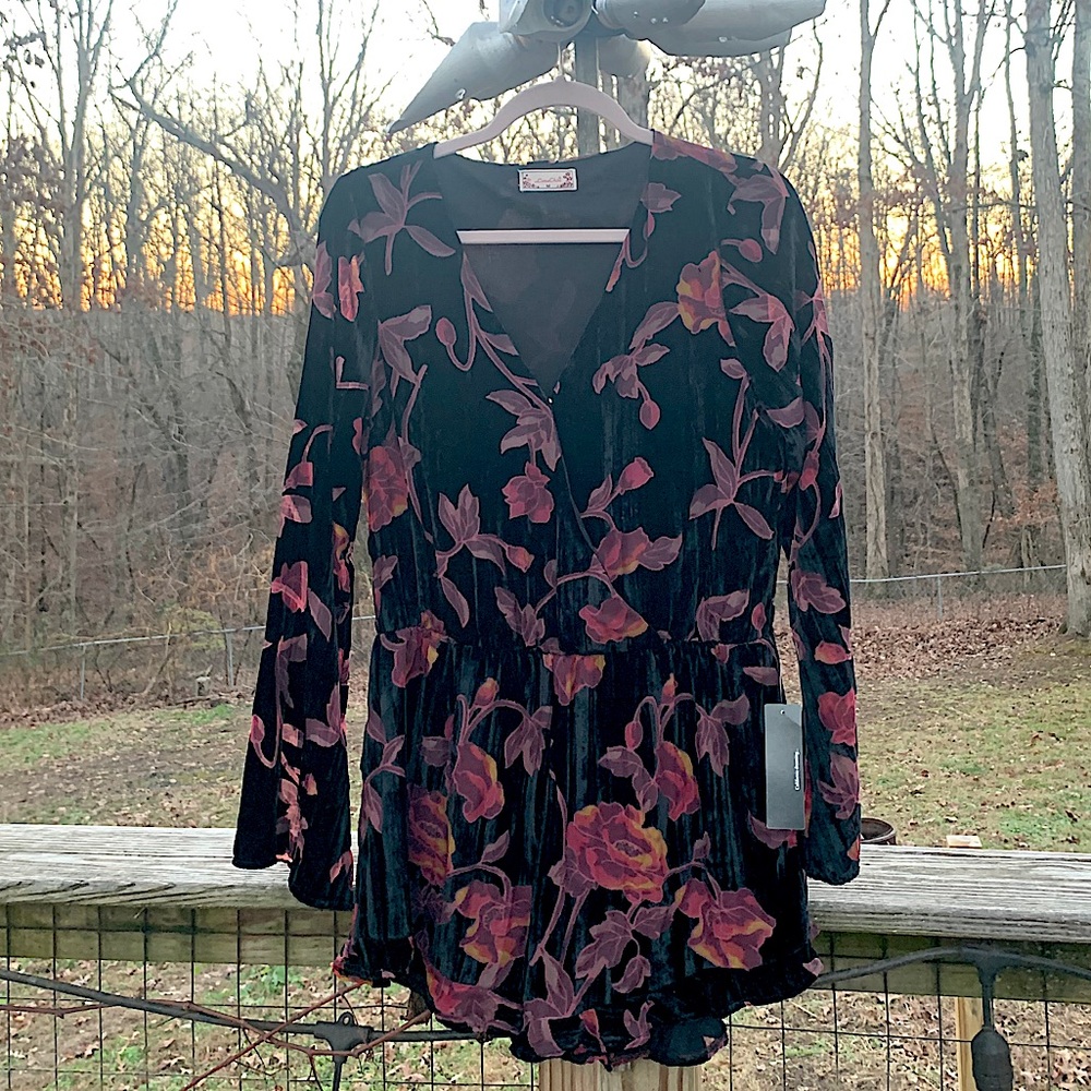 NWT Floral Velvet Romper